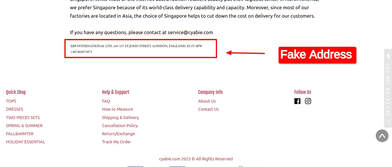 Cyabie Fake Address