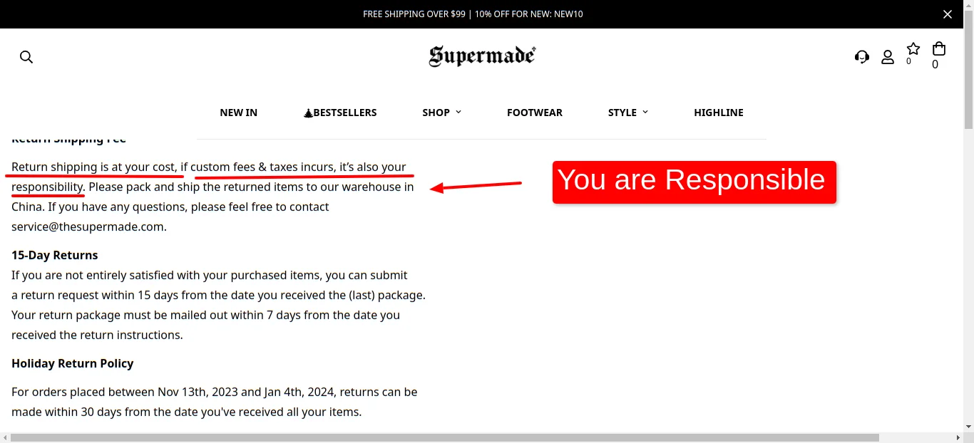 Returns and Refunds  Page