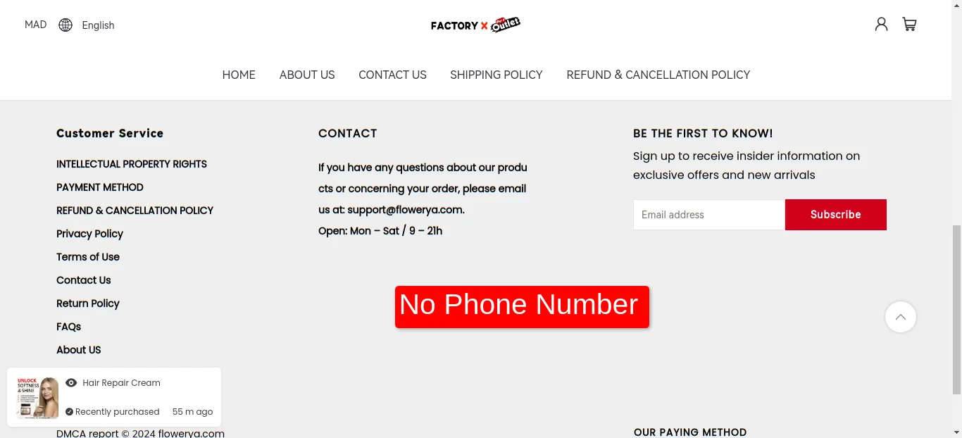 Absence of Phone Number