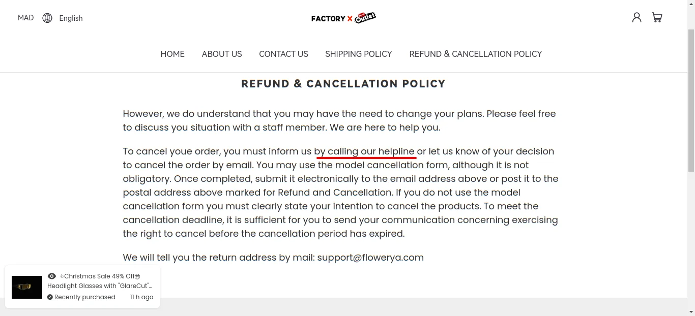 Refund page