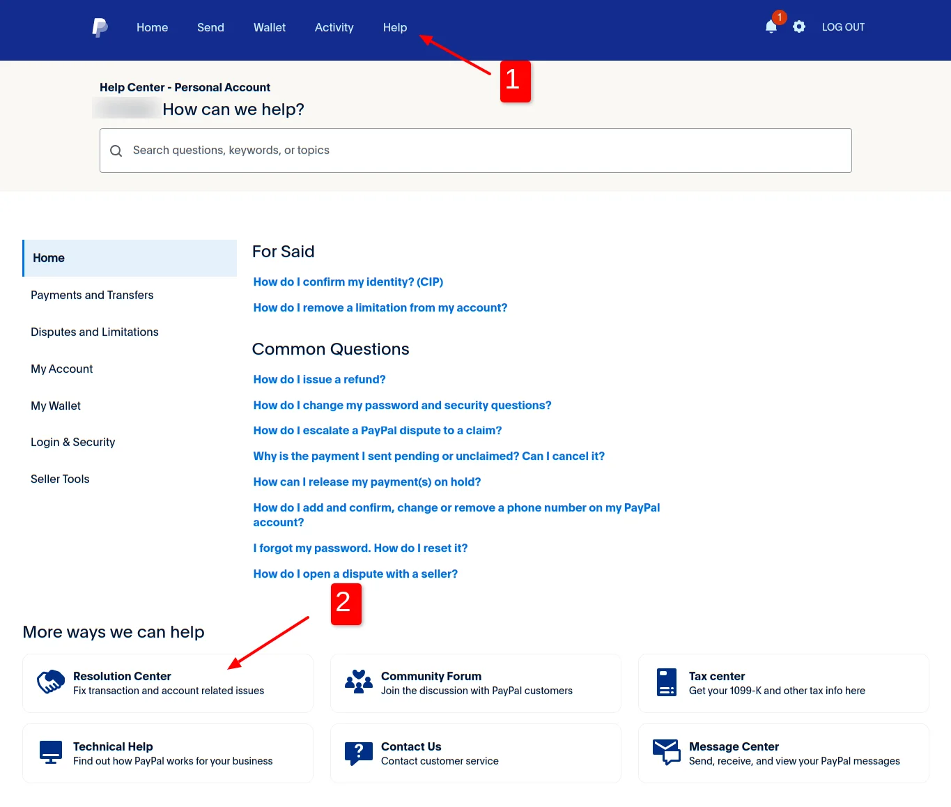 Paypal Help Center
