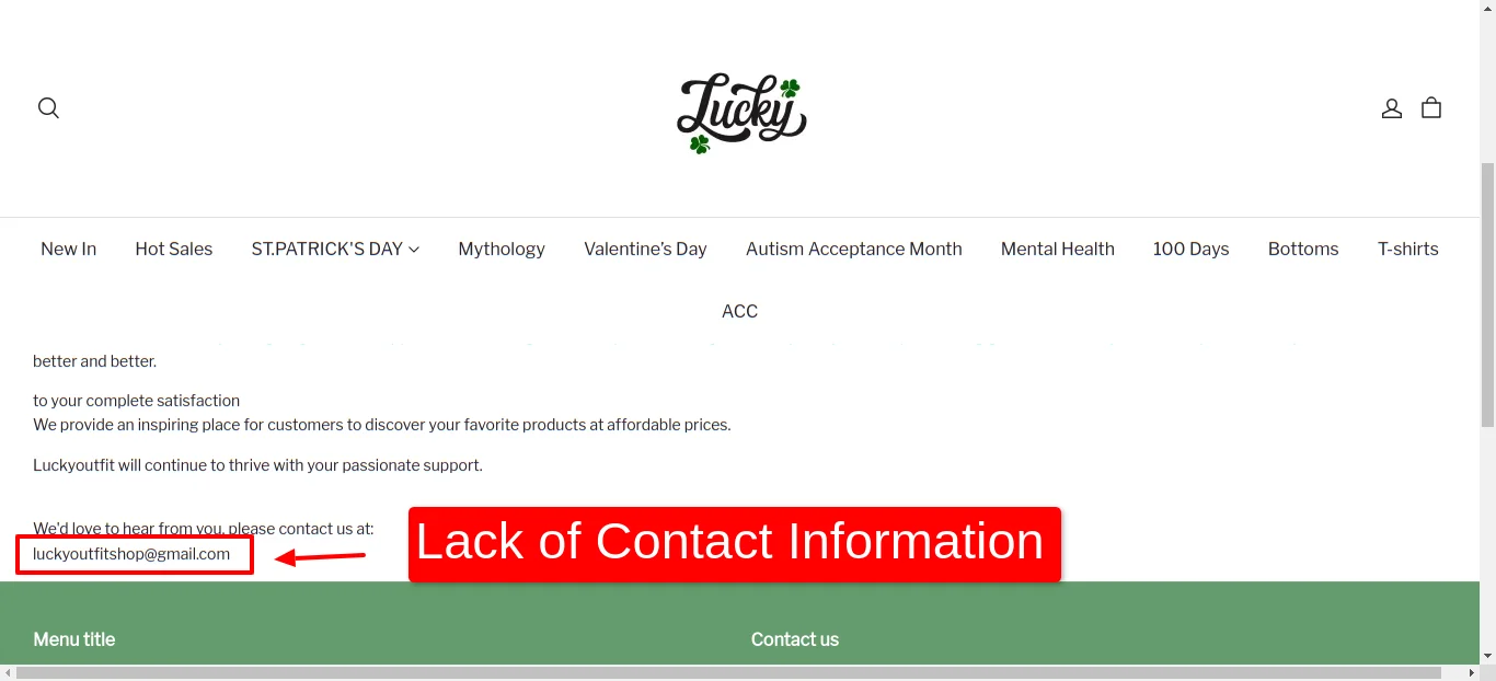 About Us Page Email