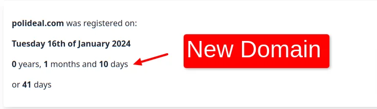 Domain Name Age Checker Polidealcom